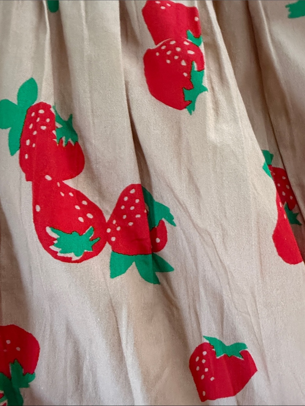 Anthropologie Beige Maxi Skirt with Red Strawberry Print - Picture 8 of 11